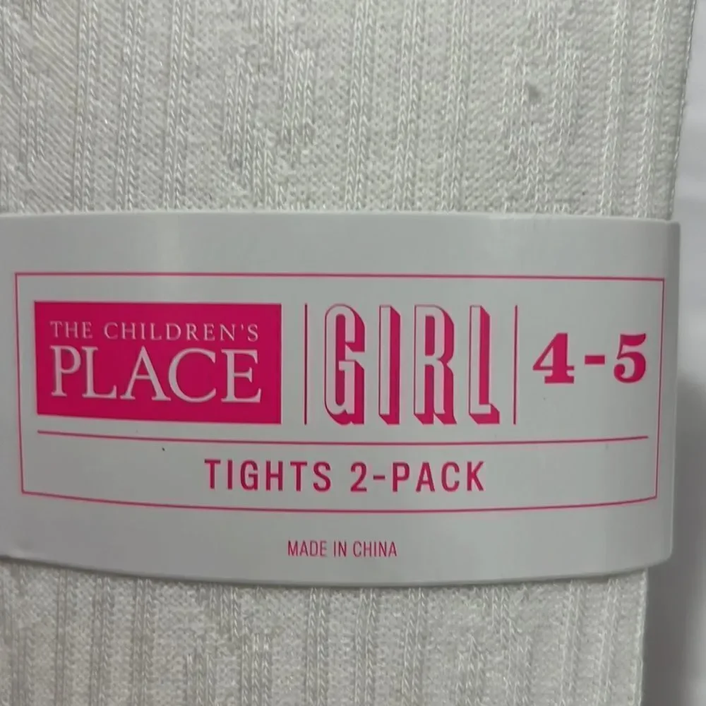 The Children's Place Girls Cable Knit Tights 2-Pack -simply white NWT size 4-5